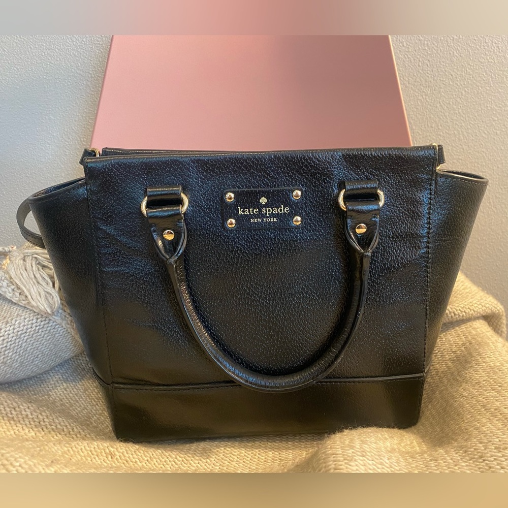 Black Leather Medium Kate Spade Satchel